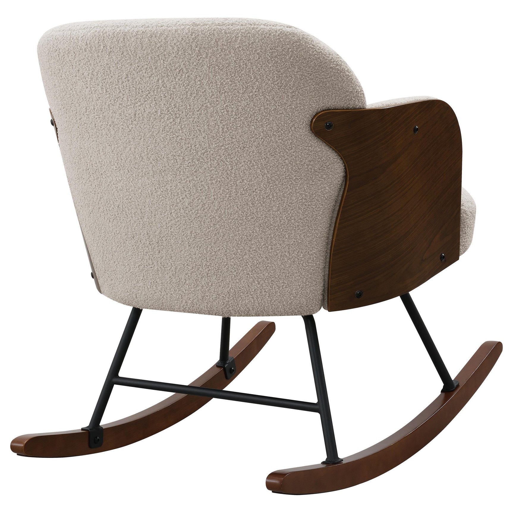 Paige upholstered rocking chair angled to show full frame