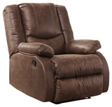 Side view of Bladewood Coffee Faux Leather Recliner chair