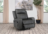 Raelynn recliner chair showing control remote on side