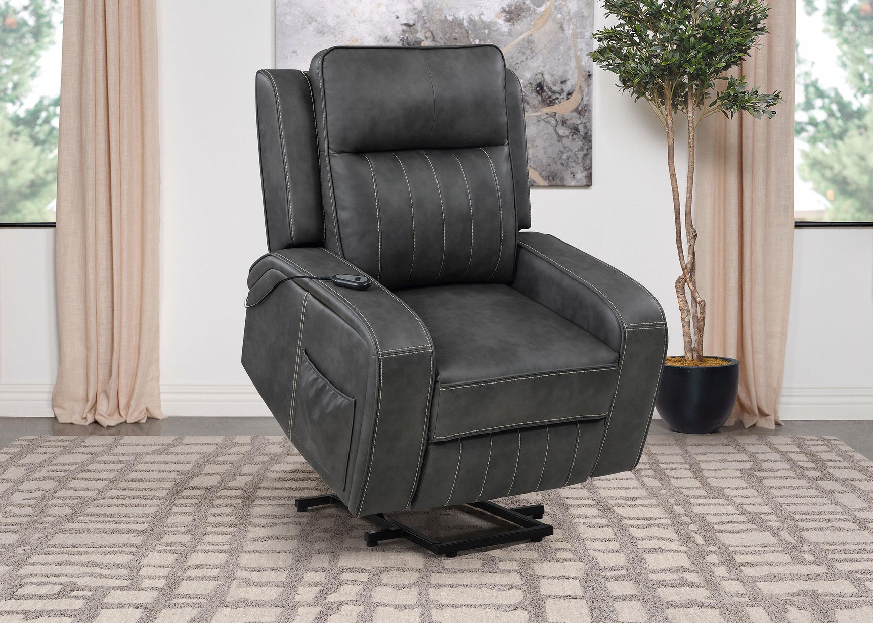 Raelynn power lift recliner chair with extended footrest