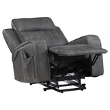 Raelynn recliner chair showing wall hugger feature
