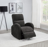 Close-up of Grant recliner arm with fabric upholstery