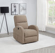 Side view of Grant power recliner chair showing curved arm