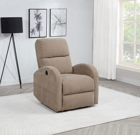 Side view of Grant power recliner chair showing curved arm