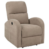 Recliner chair with footrest extended, side angle