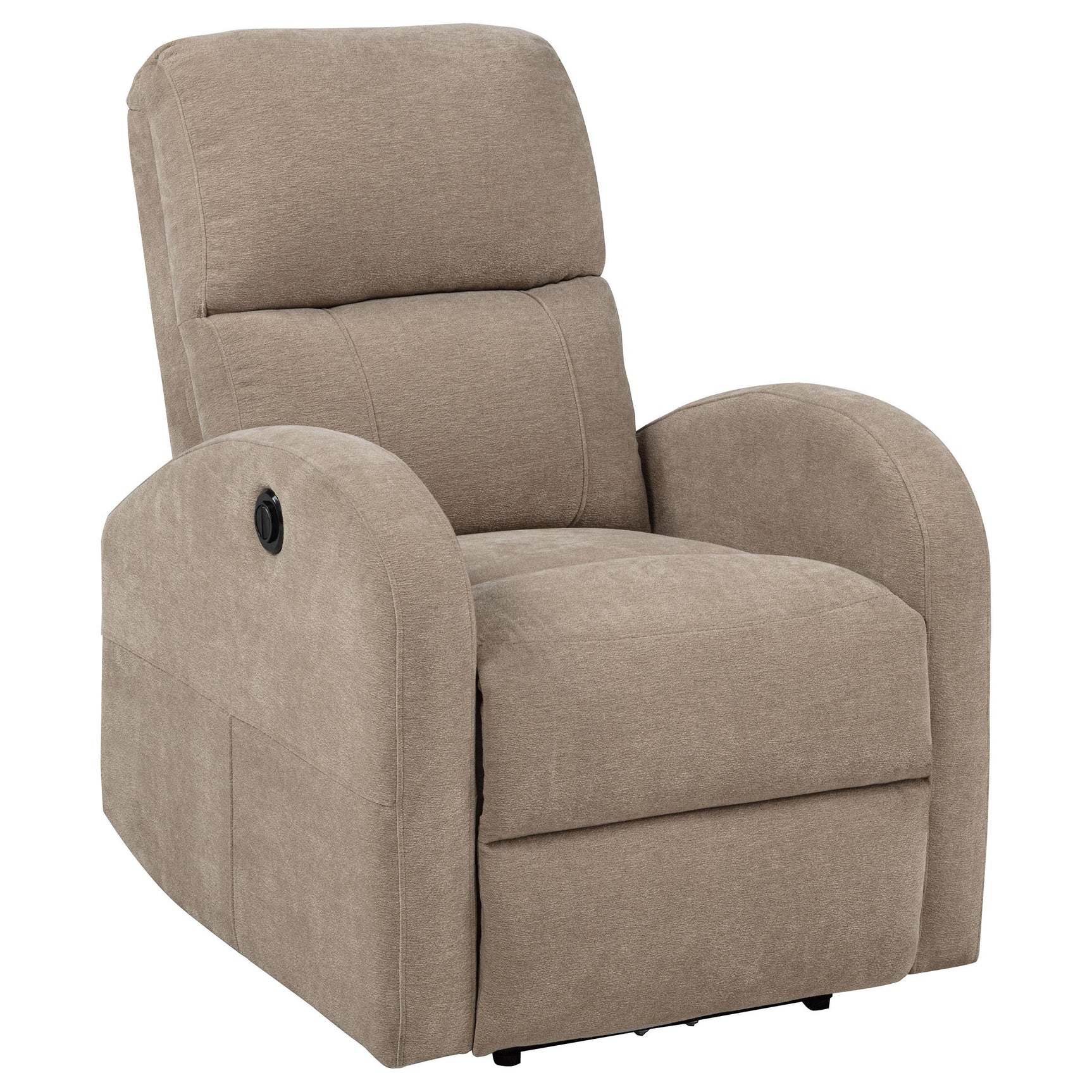 Recliner chair with footrest extended, side angle