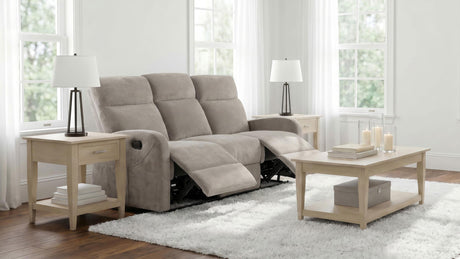 Close-up of plush pillow arm on Hamilton reclining sofa