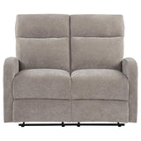 Manual pull handle for reclining on Hamilton loveseat