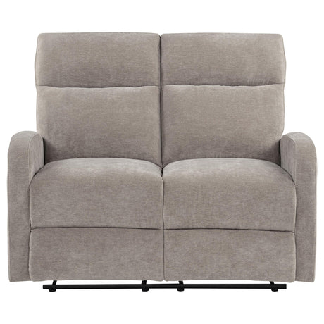 Manual pull handle for reclining on Hamilton loveseat