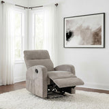 Close-up of chenille upholstery and pillow arm