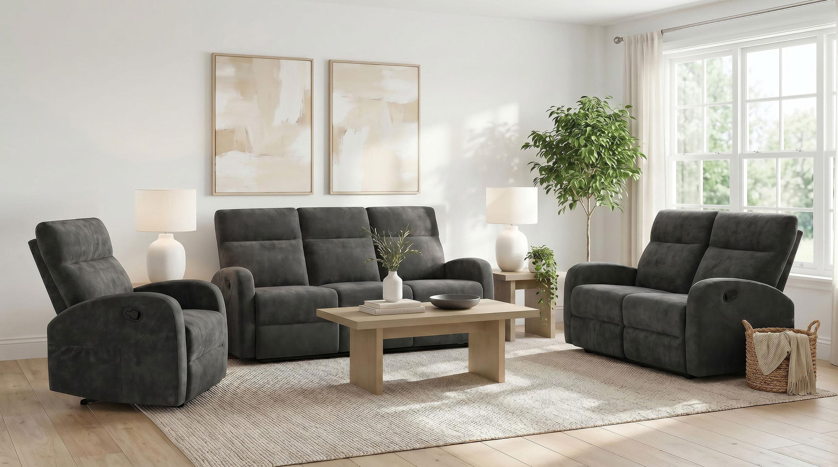 Hamilton reclining sofa close-up showing chenille fabric texture