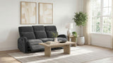Close-up of chenille fabric texture on sofa arm