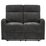 Full view of Hamilton reclining loveseat from front angle