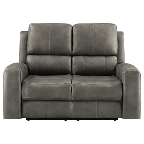 Close-up of control panel with USB ports on Brickston Loveseat