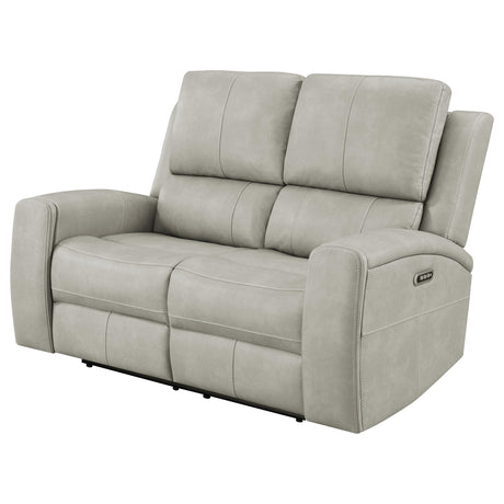 Side view of loveseat showing reclining feature