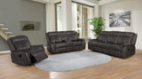 Close-up of tufted back and stitching on Lawrence Glider Recliner