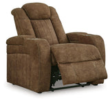 Wolfridge Brindle Faux Leather Power Recliner reclining position