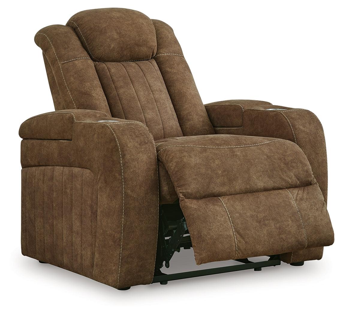 Wolfridge Brindle Faux Leather Power Recliner reclining position