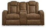 Wolfridge Brindle Faux Leather Power Reclining Loveseat rear view