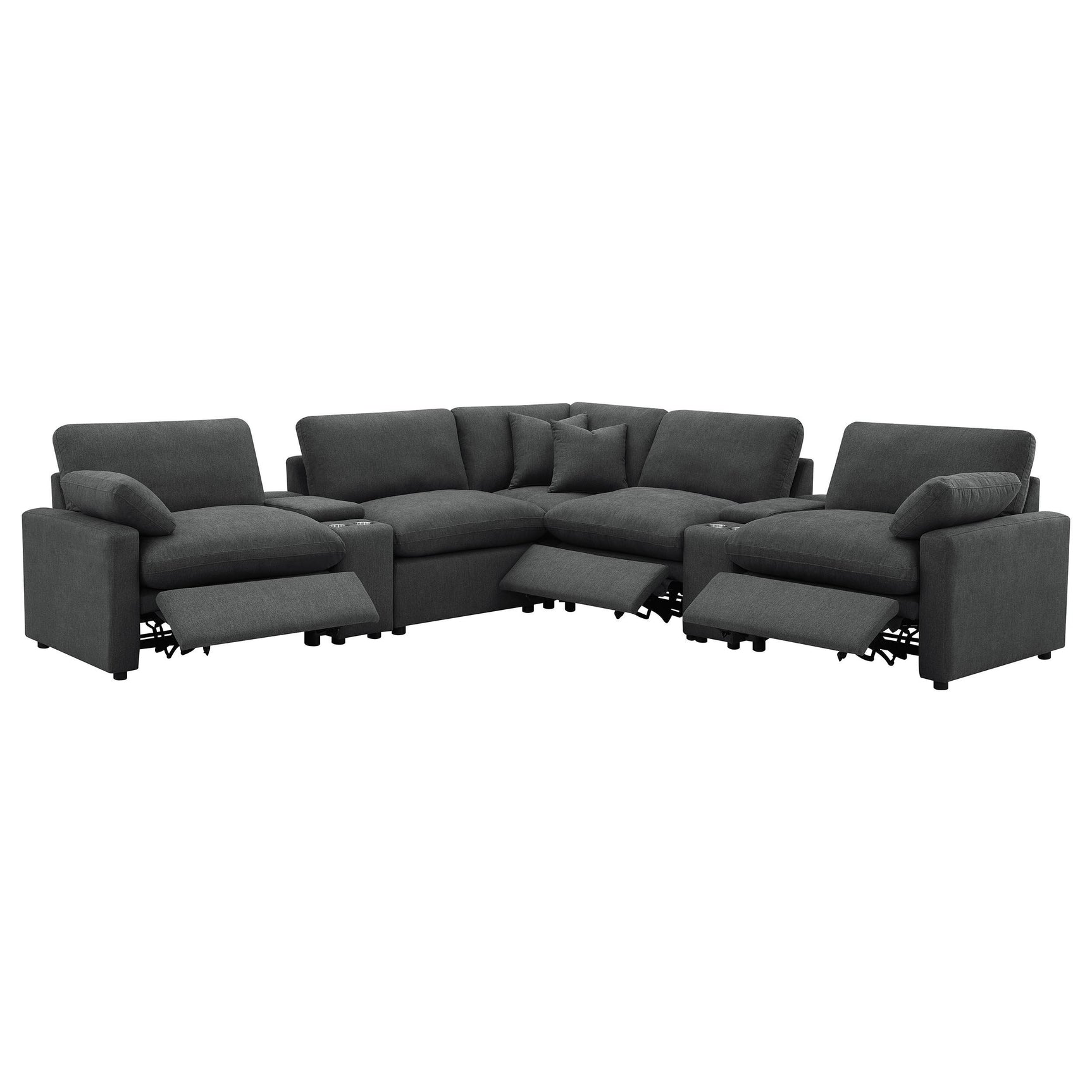 Collins sectional power recliner close-up, side view