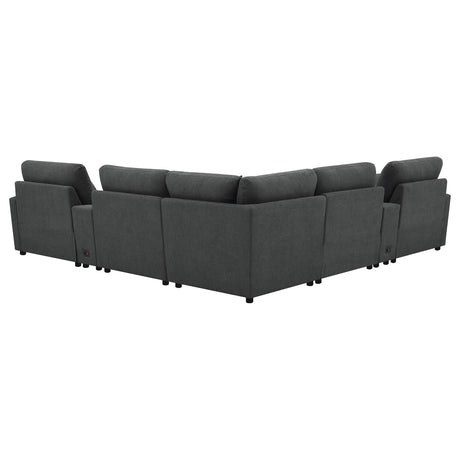Collins 7-piece sectional layout with modular pieces in dark grey