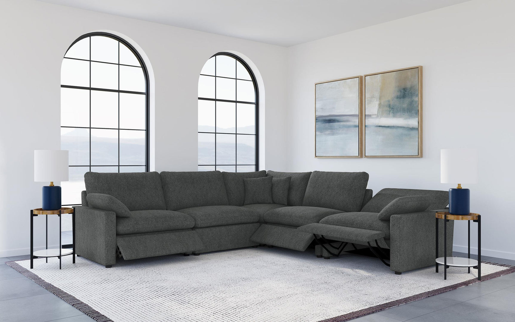 Side angle of Collins modular sectional armrest