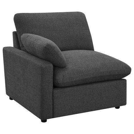 Side view showing wall-hugging reclining feature