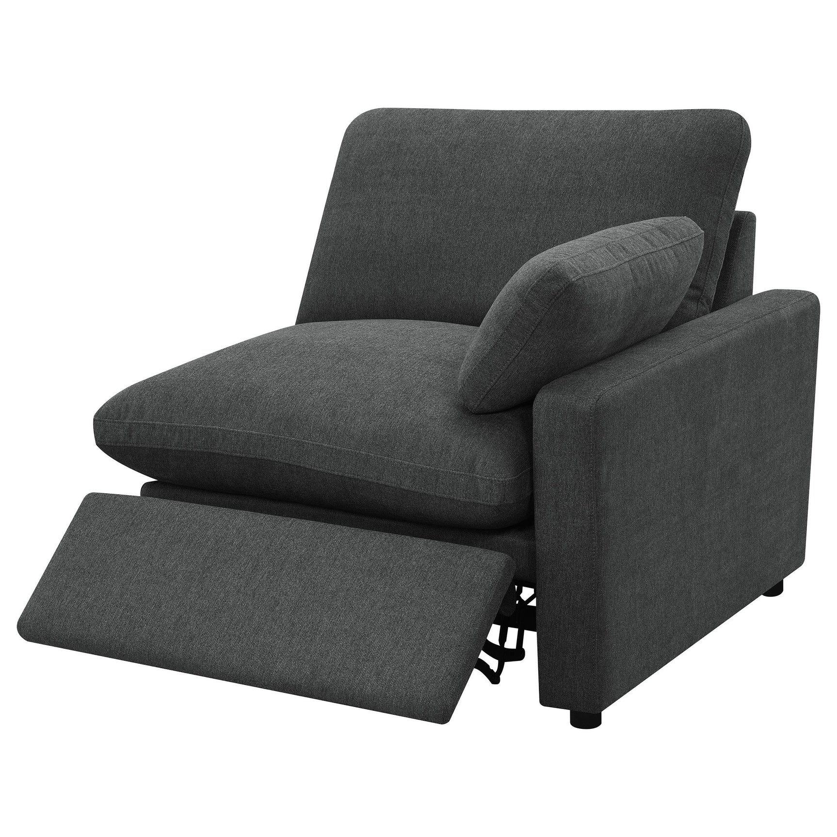 Reversible seat cushions on dark grey loveseat