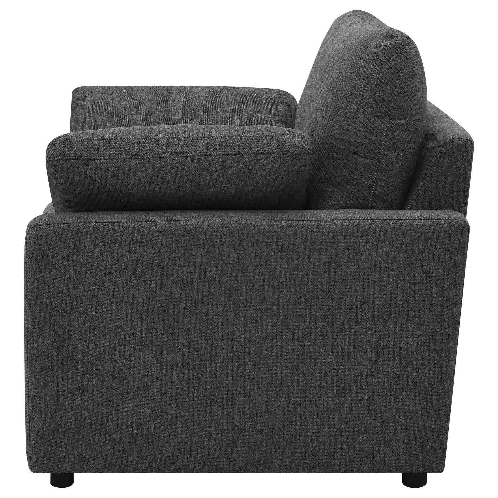 Close-up of fabric upholstery on Collins recliner