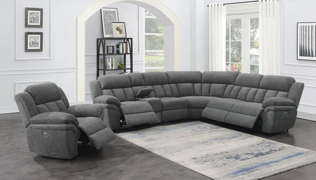 Bahrain 6-Piece Upholstered Motion Sectional Charcoal - Ella Furniture
