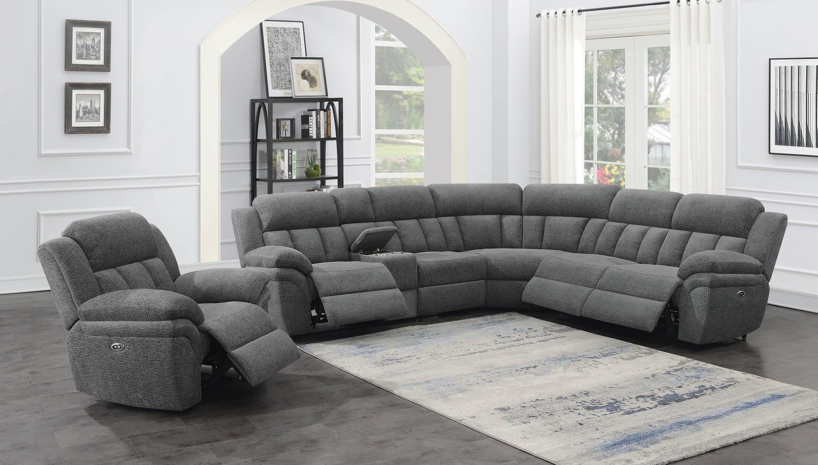 Bahrain 6-Piece Upholstered Motion Sectional Charcoal - Ella Furniture