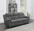 Bahrain Upholstered Power Recliner Sofa charcoal front angle