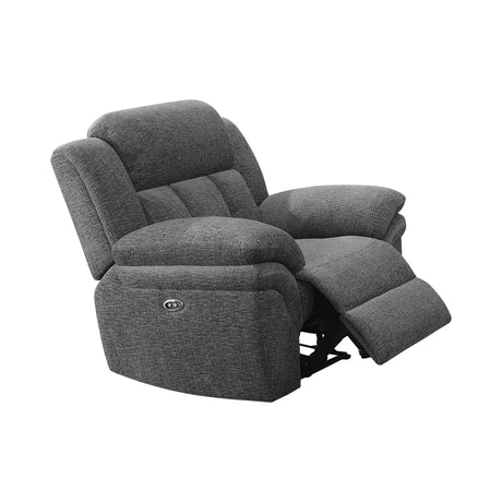 Close-up of armrest and upholstery on Bahrain Recliner