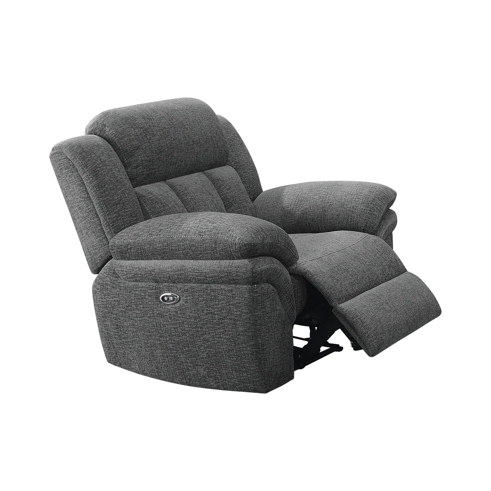Bahrain Upholstered Power Glider Recliner Charcoal - Ella Furniture