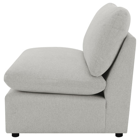 Close-up on fabric and armrest of Collins chair
