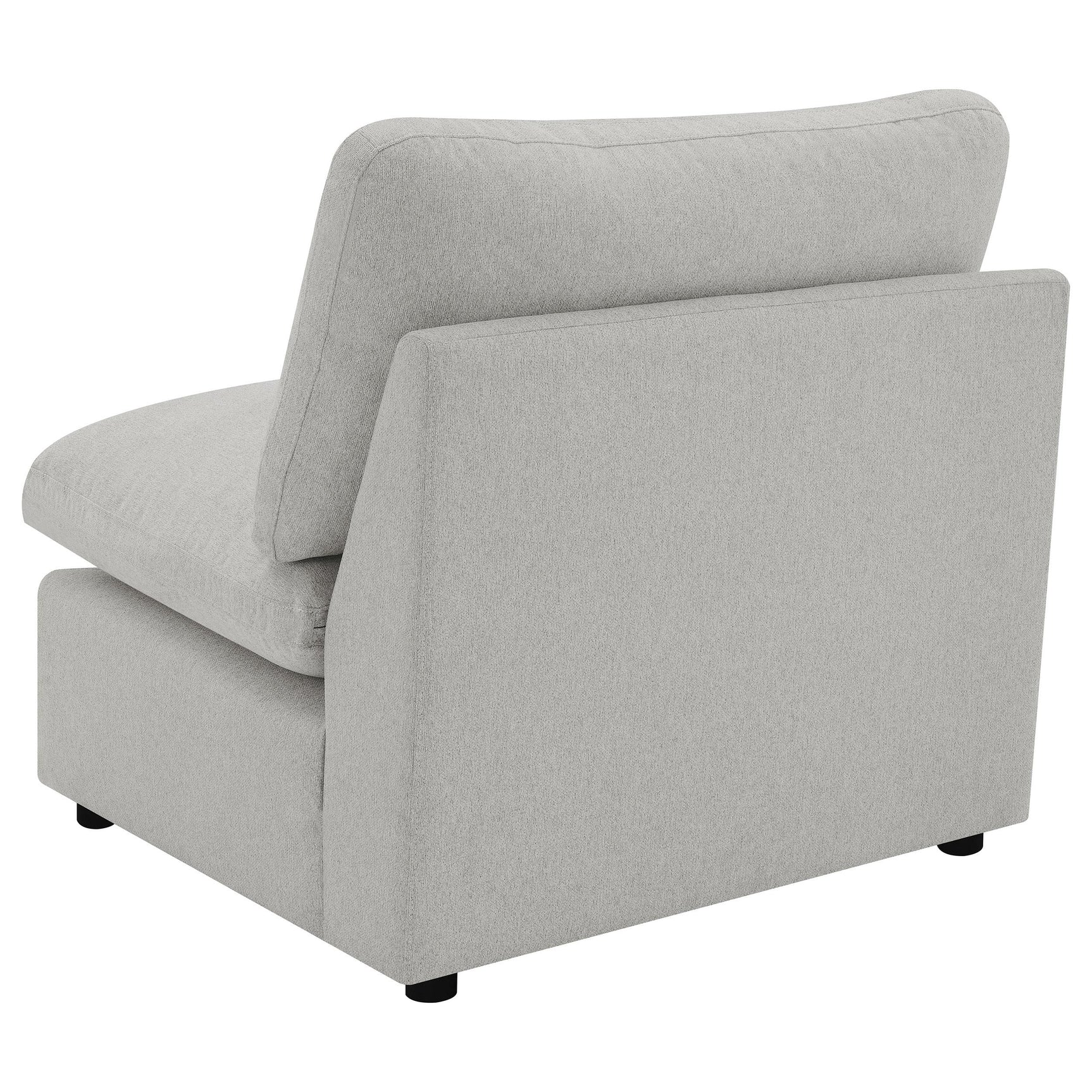 Angle showing seat cushion and legs of Collins chair