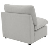 Collins grey armless chair against white background