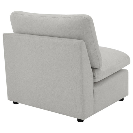 Collins grey armless chair against white background