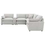 Side angle of Collins 7-piece modular sectional sofa in grey