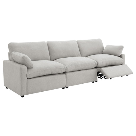 Collins Modular Power Reclining Sofa Grey, closeup of cushions