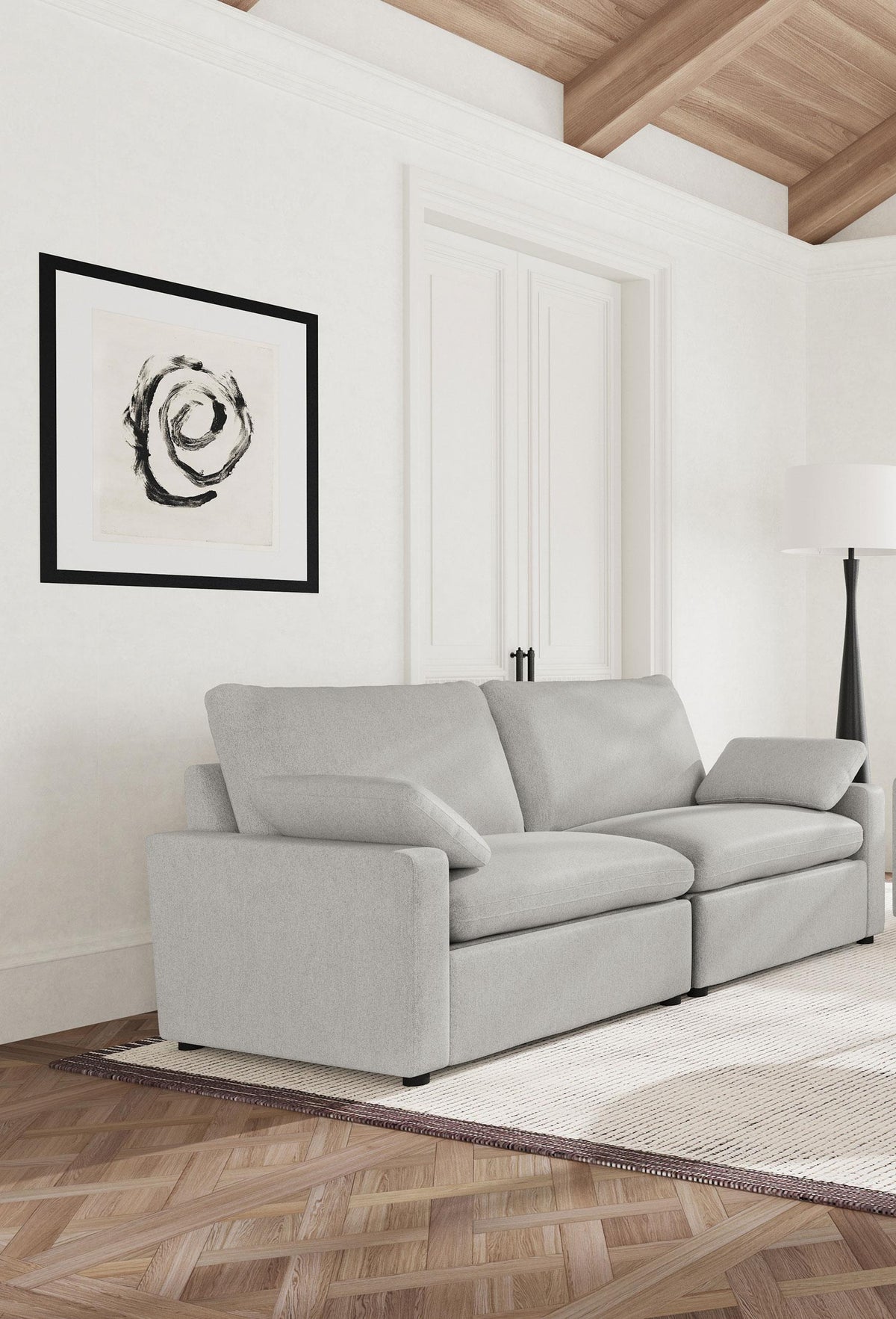 Side view of Collins Modular Power Reclining Loveseat in grey