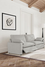 Close-up of power reclining control on Collins Loveseat