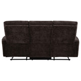 Navarro Chenille Upholstered Reclining Sofa Dark Brown