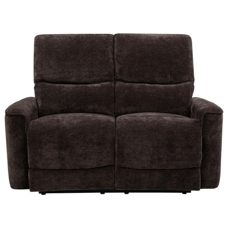 Manual recliner handle on Navarro chenille loveseat