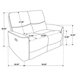Navarro loveseat showing plush deep cushions and stitching
