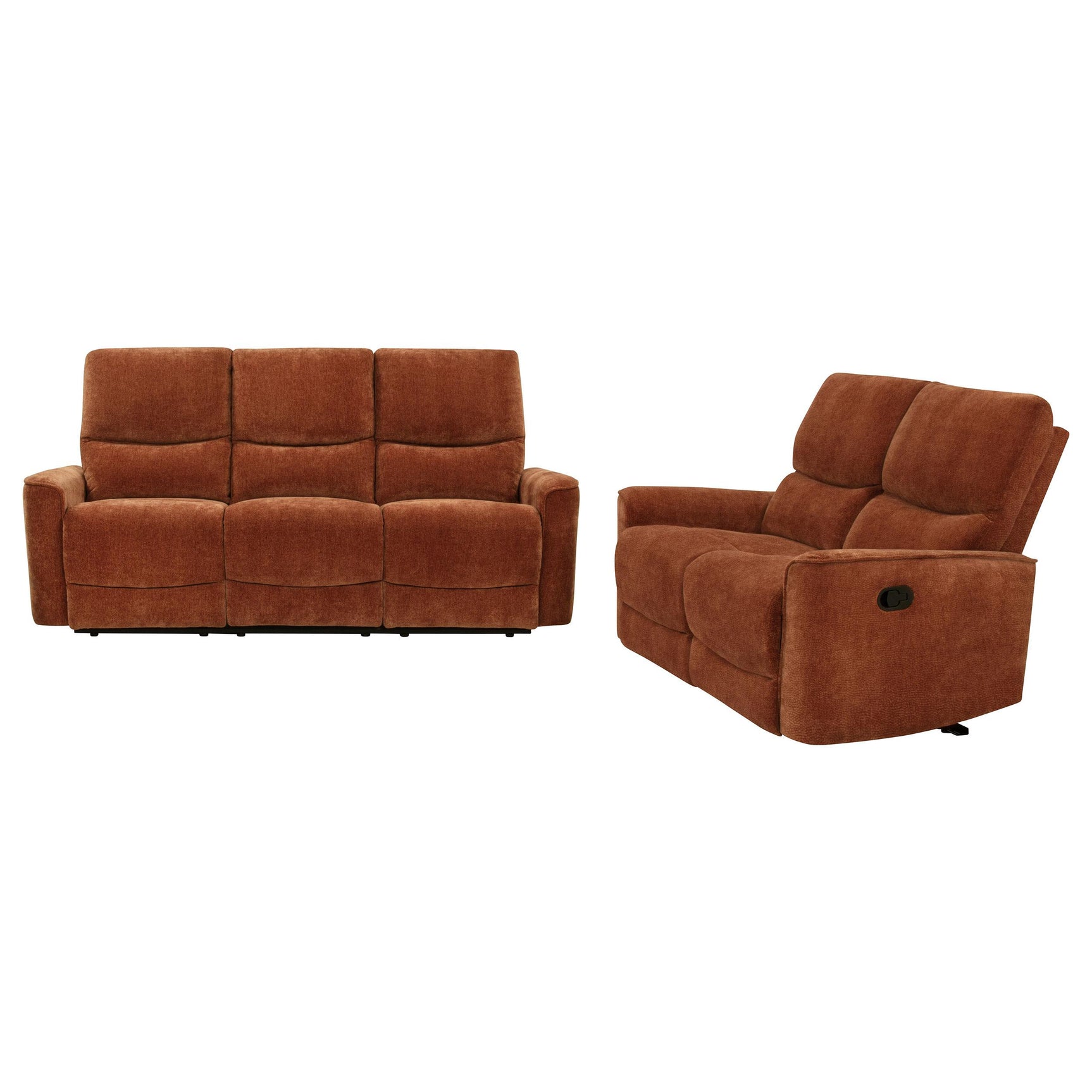 Navarro reclining loveseat, side angle showing manual recline