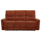 Close-up of chenille upholstery and channel tufting on sofa back
