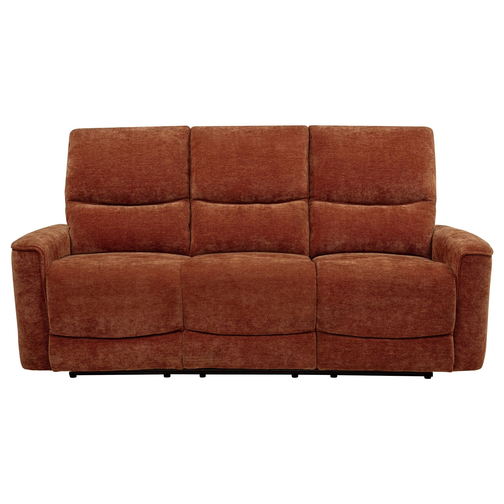 Close-up of chenille upholstery and channel tufting on sofa back