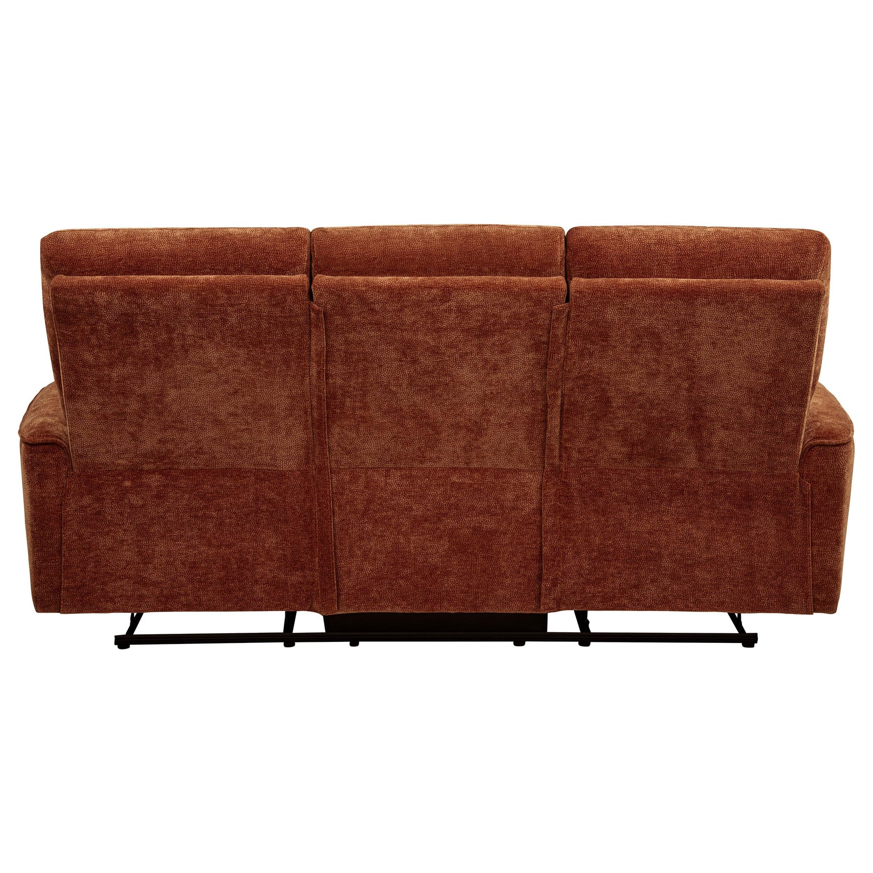 Wood and metal frame structure underneath sofa cushions