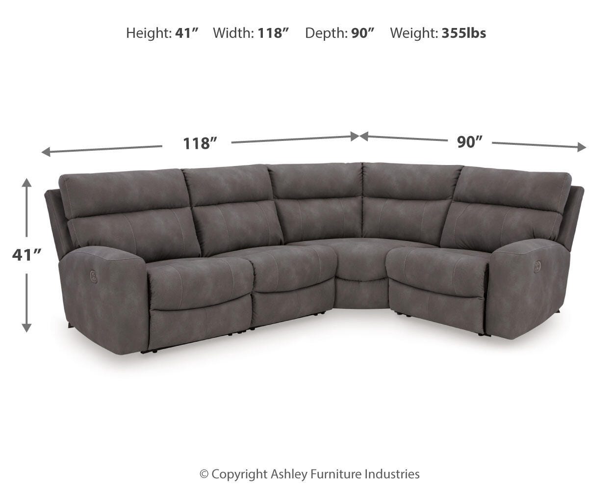 Next-Gen Durapella Slate Microfiber 4-Piece Power Reclining Sectional - image 17